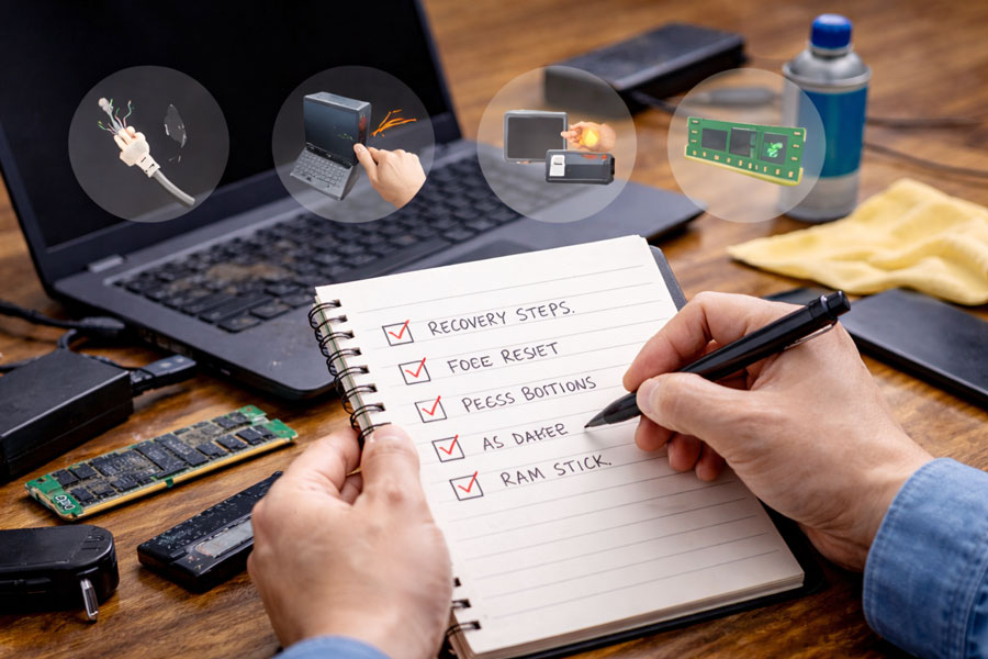 久しぶりのパソコン電源つかない場合の復旧手順