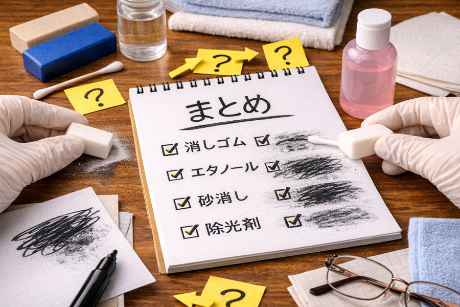 油性ペンの消し方、紙の場合 まとめ